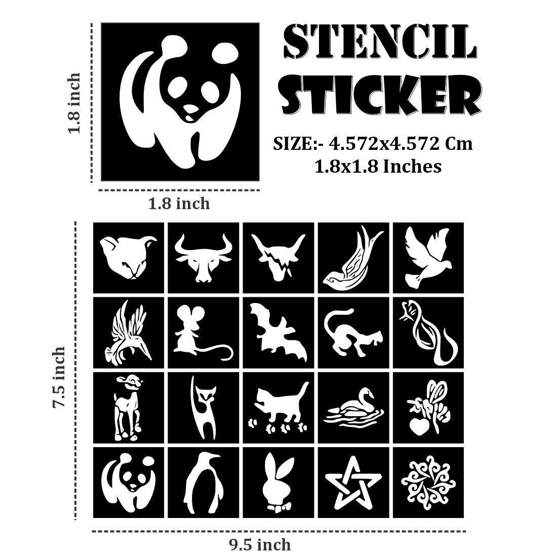 Swan, Bear, Rat & Multi Designs Small Stencil Sticker For Kids |Kids can decorate notebooks, drawings, or school projects with Stencil stickers