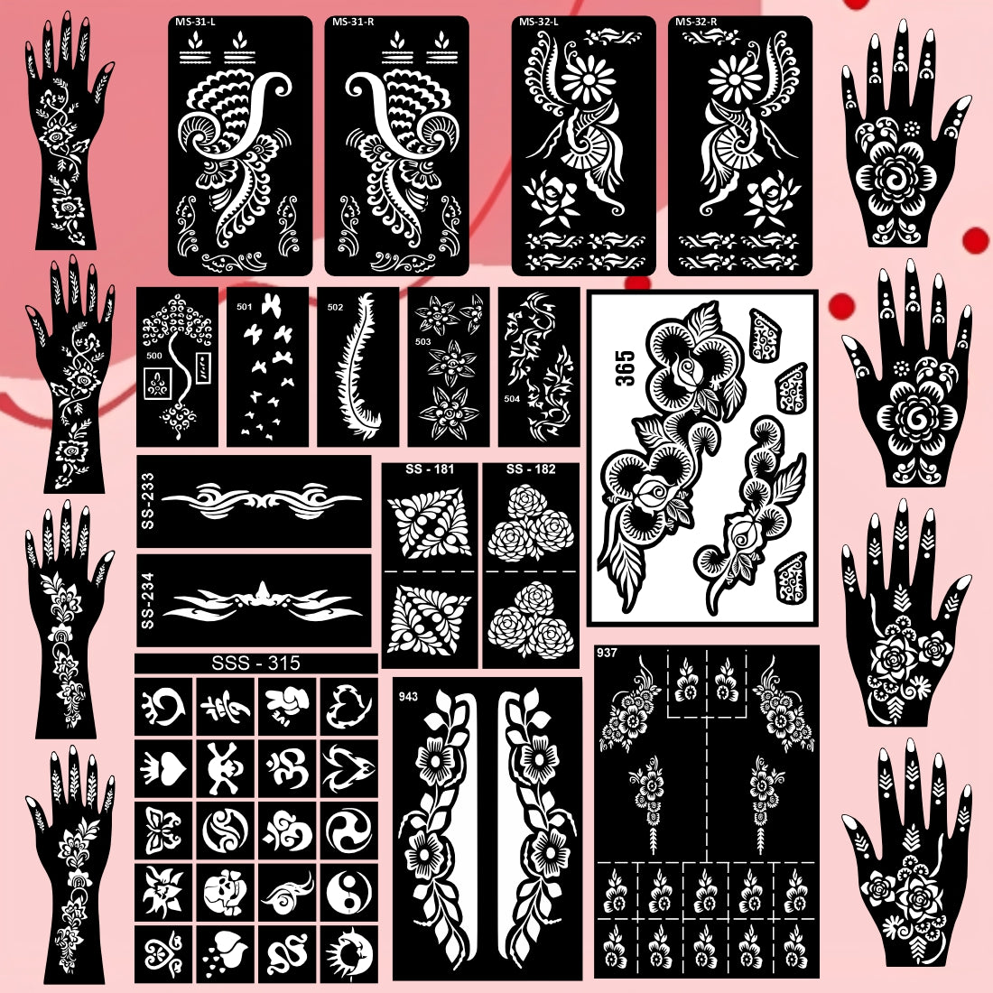 Beautiful Combo Mehndi Stencil Sticker for Traditional and Modern Art