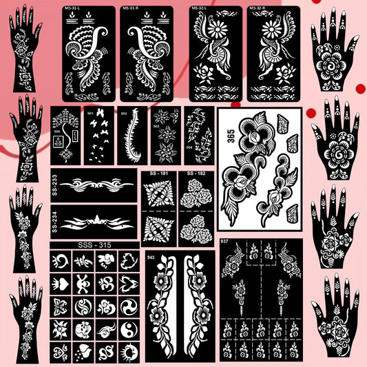 Beautiful Combo Mehndi Stencil Sticker for Traditional and Modern Art