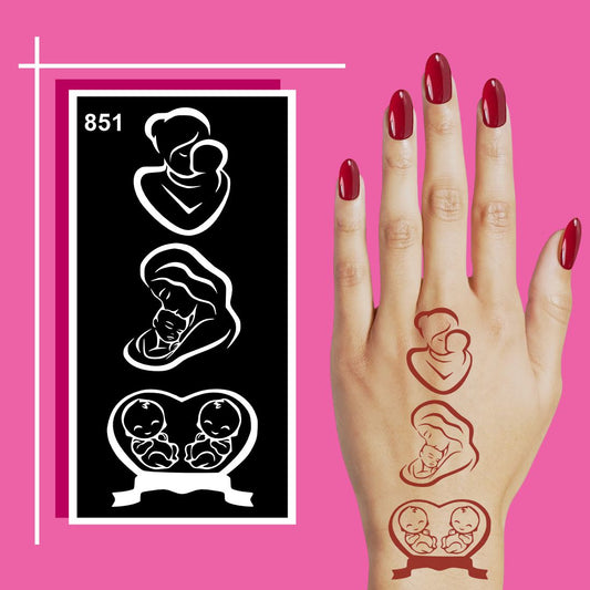 Touching Mom and Baby Themed Mehndi Sticker for Festive & Family Occasions Mother And Baby Love Stencil For Godh Bharai & Baby Shower