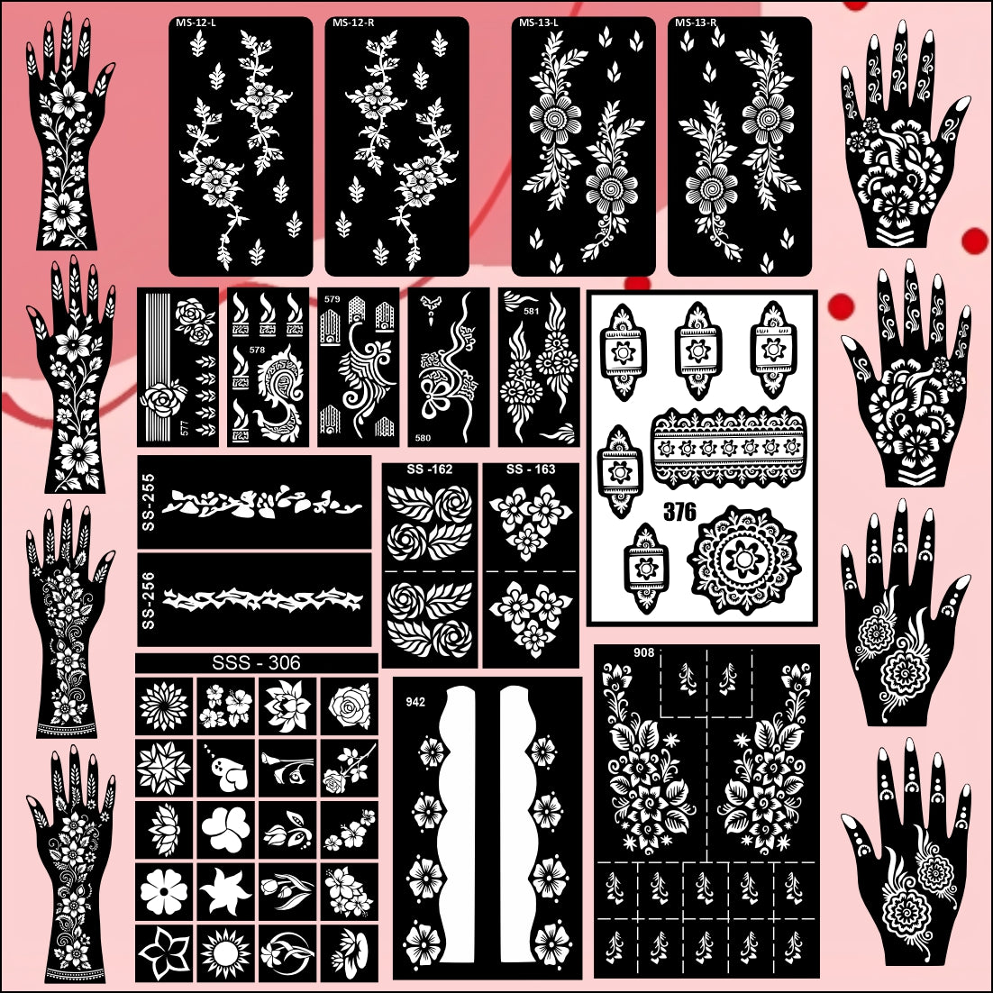 Beautiful Combo Mehndi Stencil Sticker With Classic & Modern For Bride's