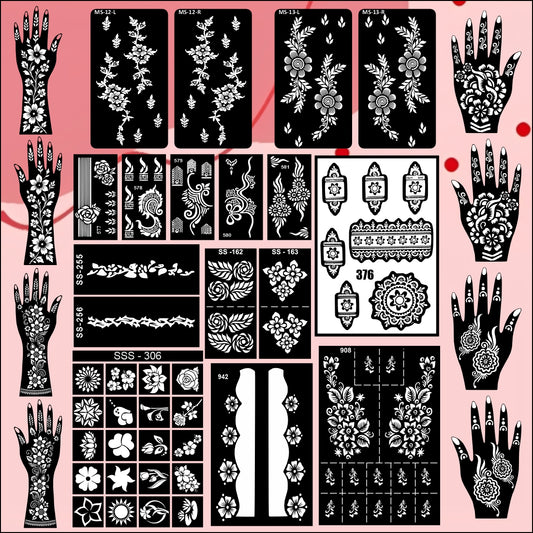 Beautiful Combo Mehndi Stencil Sticker With Classic & Modern For Bride's