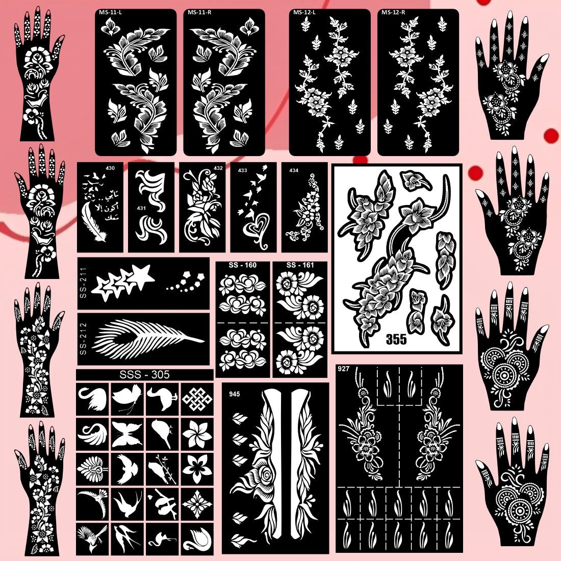 Beautiful Combo Mehndi Stencil Sticker With Beautiful Indian & Arabic Patterns