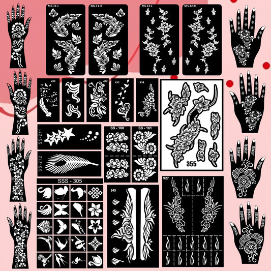 Beautiful Combo Mehndi Stencil Sticker With Beautiful Indian & Arabic Patterns