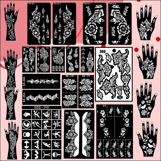 Beautiful Combo Mehndi Stencil Sticker With Multiple Stylish Design