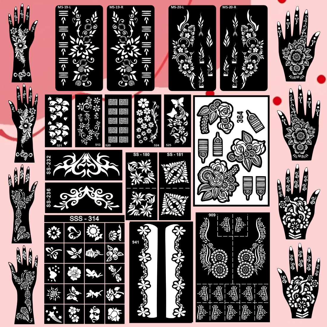 Beautiful Combo Mehndi Stencil Sticker for Elegant & Beautiful Look