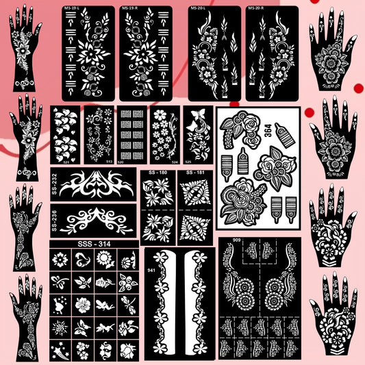 Beautiful Combo Mehndi Stencil Sticker for Elegant & Beautiful Look