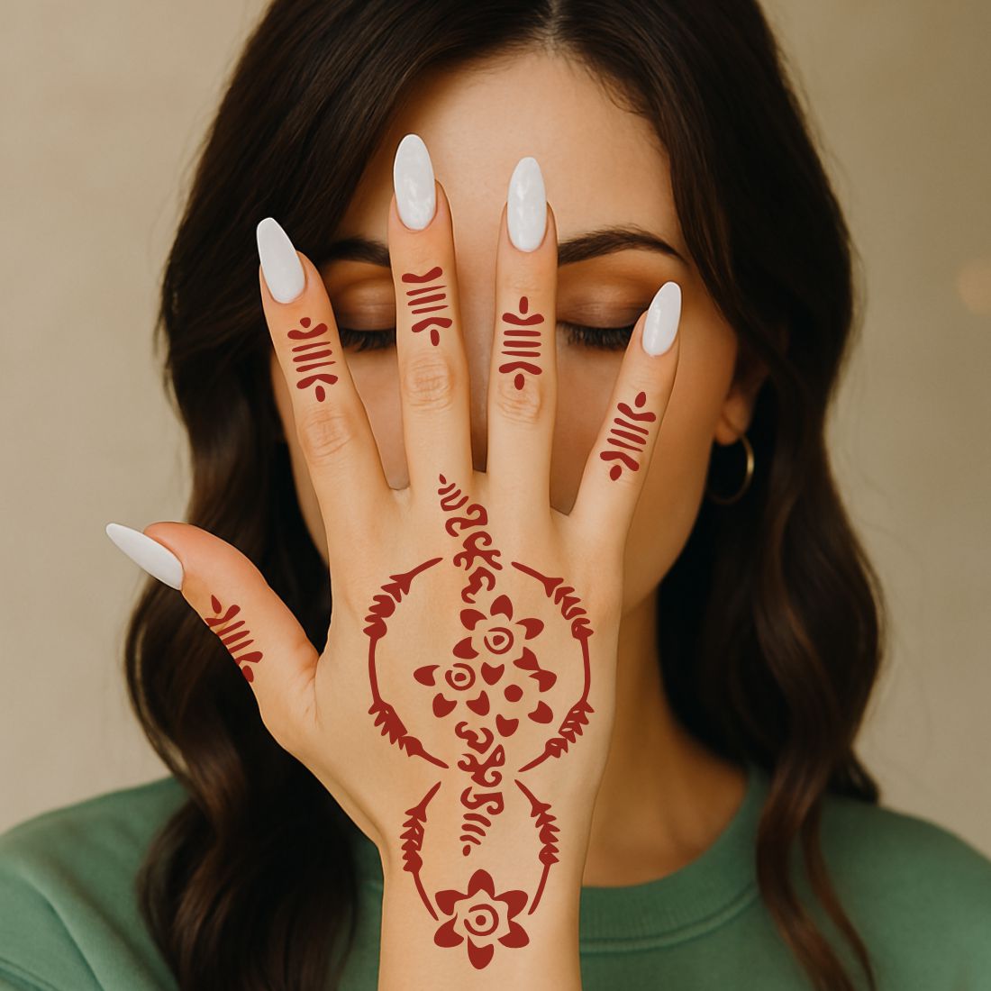 Hand and Palm Mehndi Stencil Sticker for Classic Looks Easy to Apply & Perfect for All Occasions | Peel And Stick Stencil Mehndi Sticker For Women, Girls And Teen-age