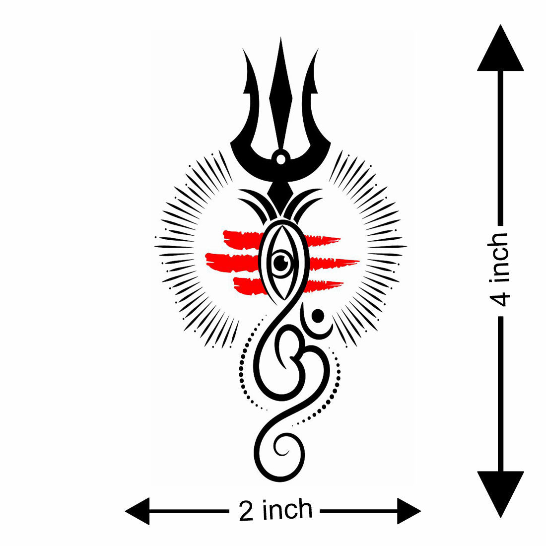 Temporary Tattoowala Om With Trishul Eye Temporary Tattoo for Men and Women Waterproof Sticker