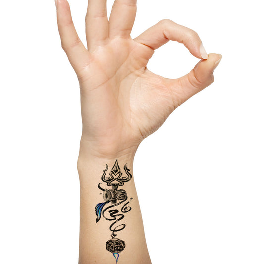 Temporary Tattoowala Trishul with Om Tattoo on Hand Waterproof Temporary Body Tattoo