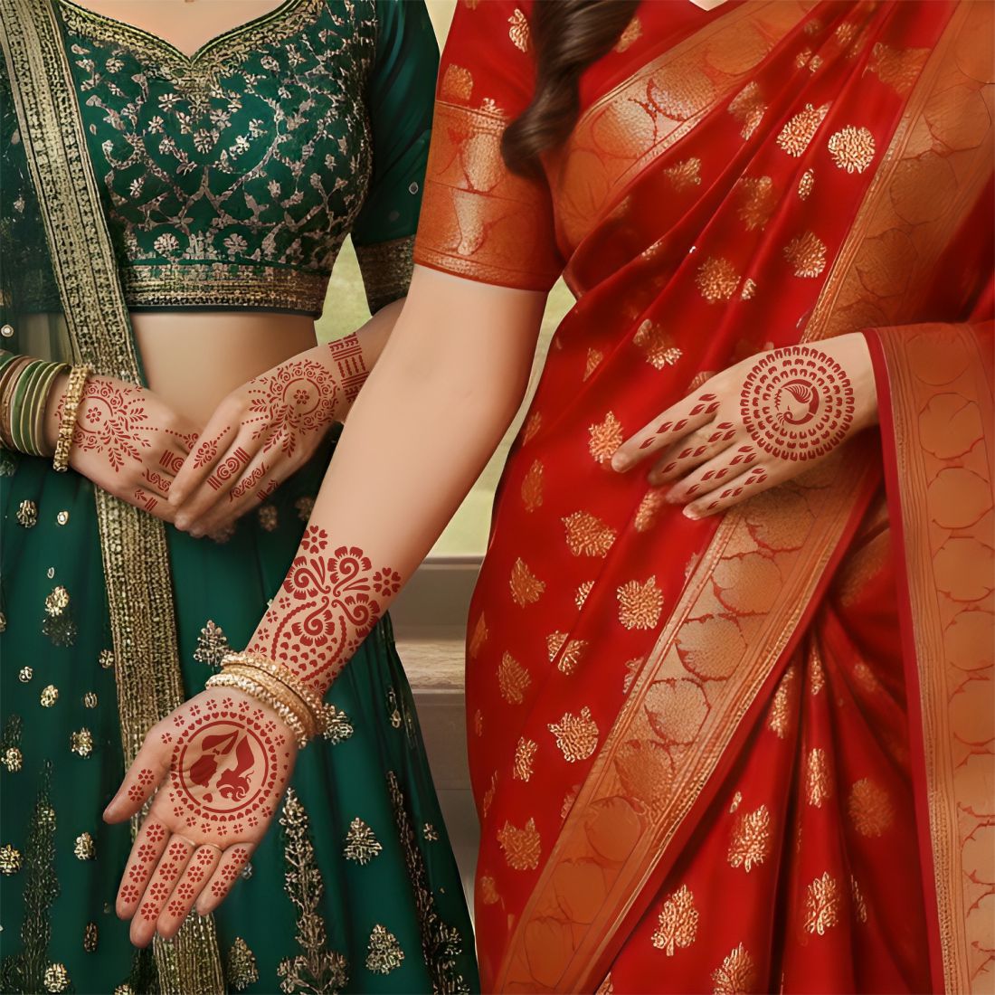 Full Arm Bridal Mehndi Stencil Sticker With Detailed Indian Wedding Functions Easy To Use With Instant Beautiful Design