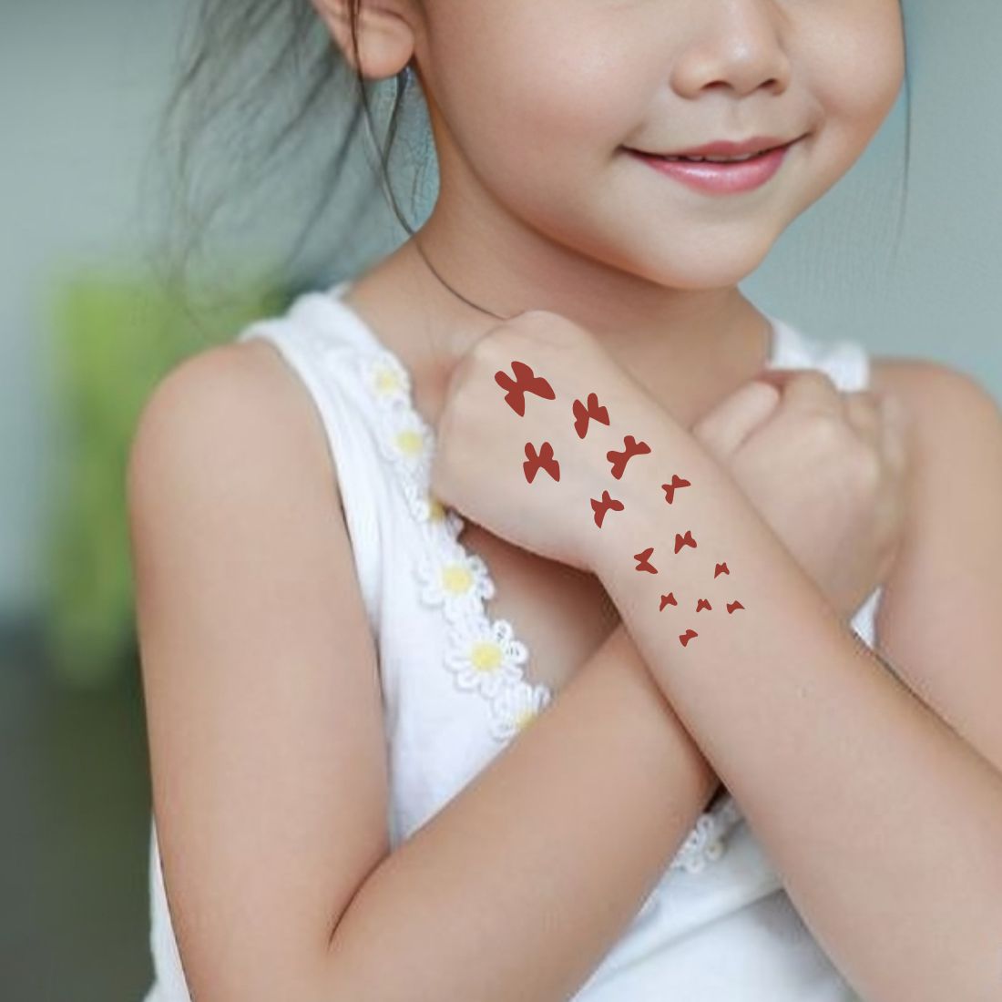 Flower And Leaf Design Small Mehndi stencil Sticker For Kids & Adults Both Sticker