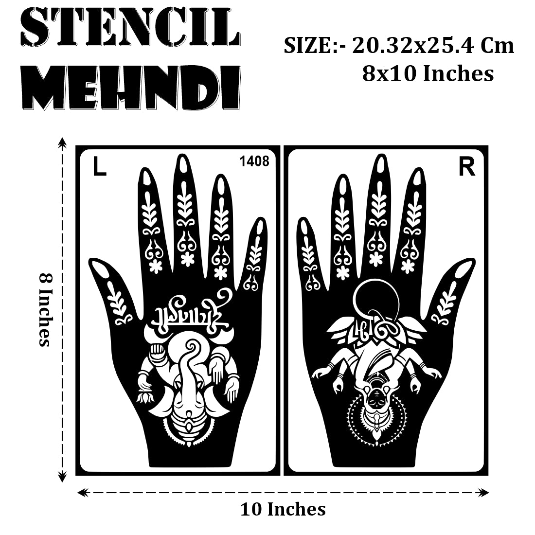 Shubh Lakshmi Ganesh Diwali Stencil Mehndi Sticker Design for Hands Deepavali Stencil Henna Art with Lakshmi & Ganesh