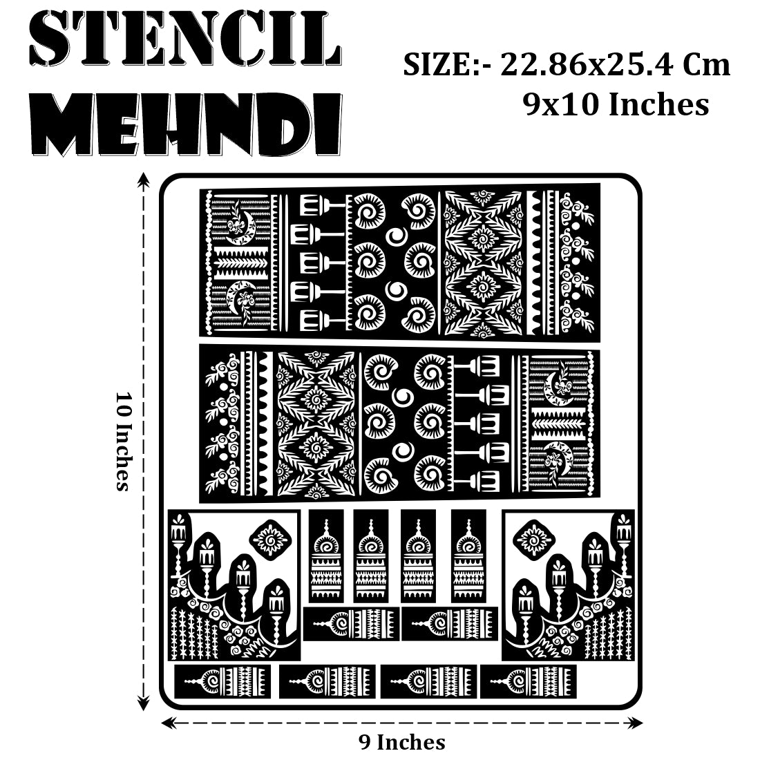 Traditional Lamp And Pattern Mehndi Stencil Sticker For Hands And Fingers Old Days Time