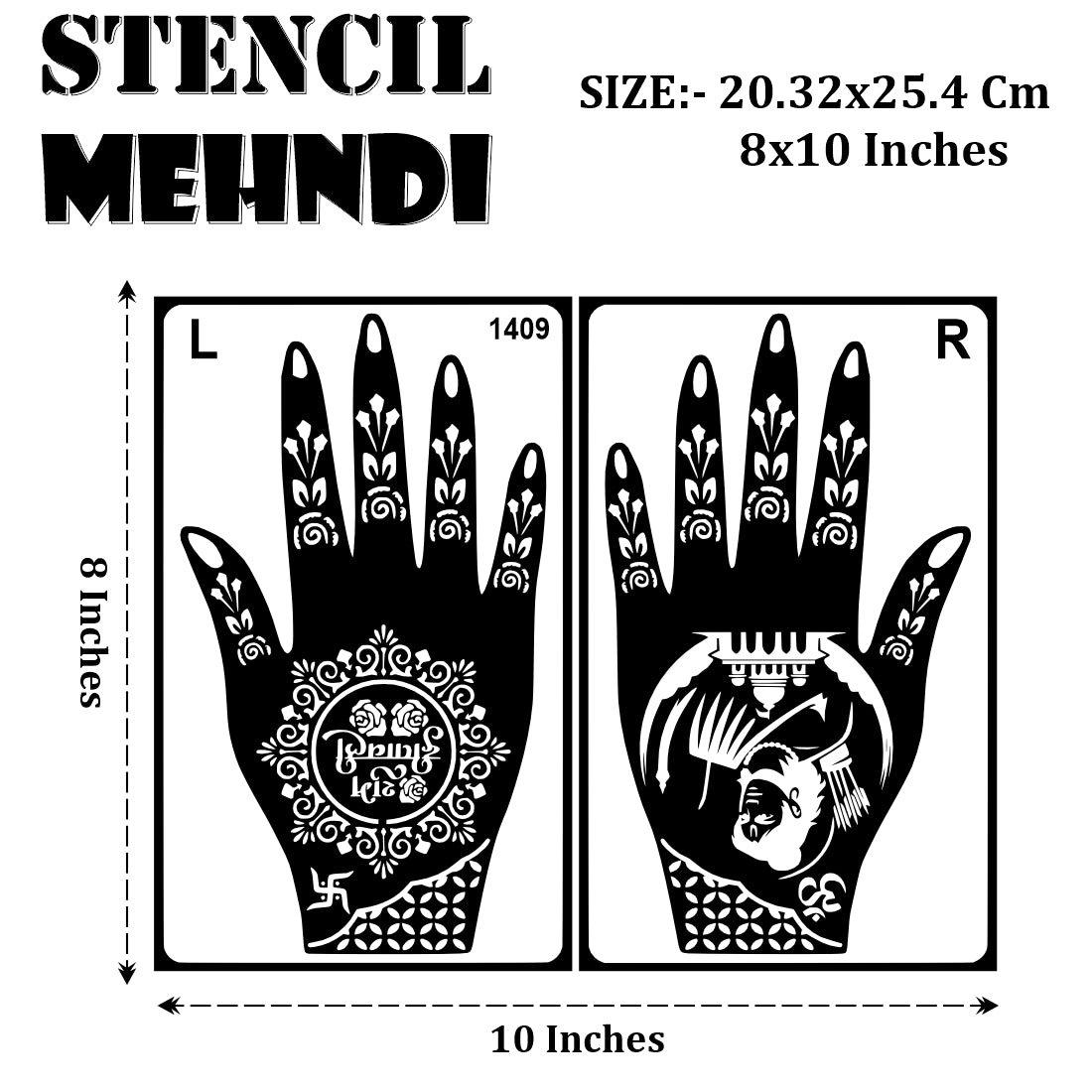 Lord Shiva Henna Stencil Mehndi Sticker for Hands Easy Peel & Stick Design for Diwali, Karva Chauth & Bridal Functions