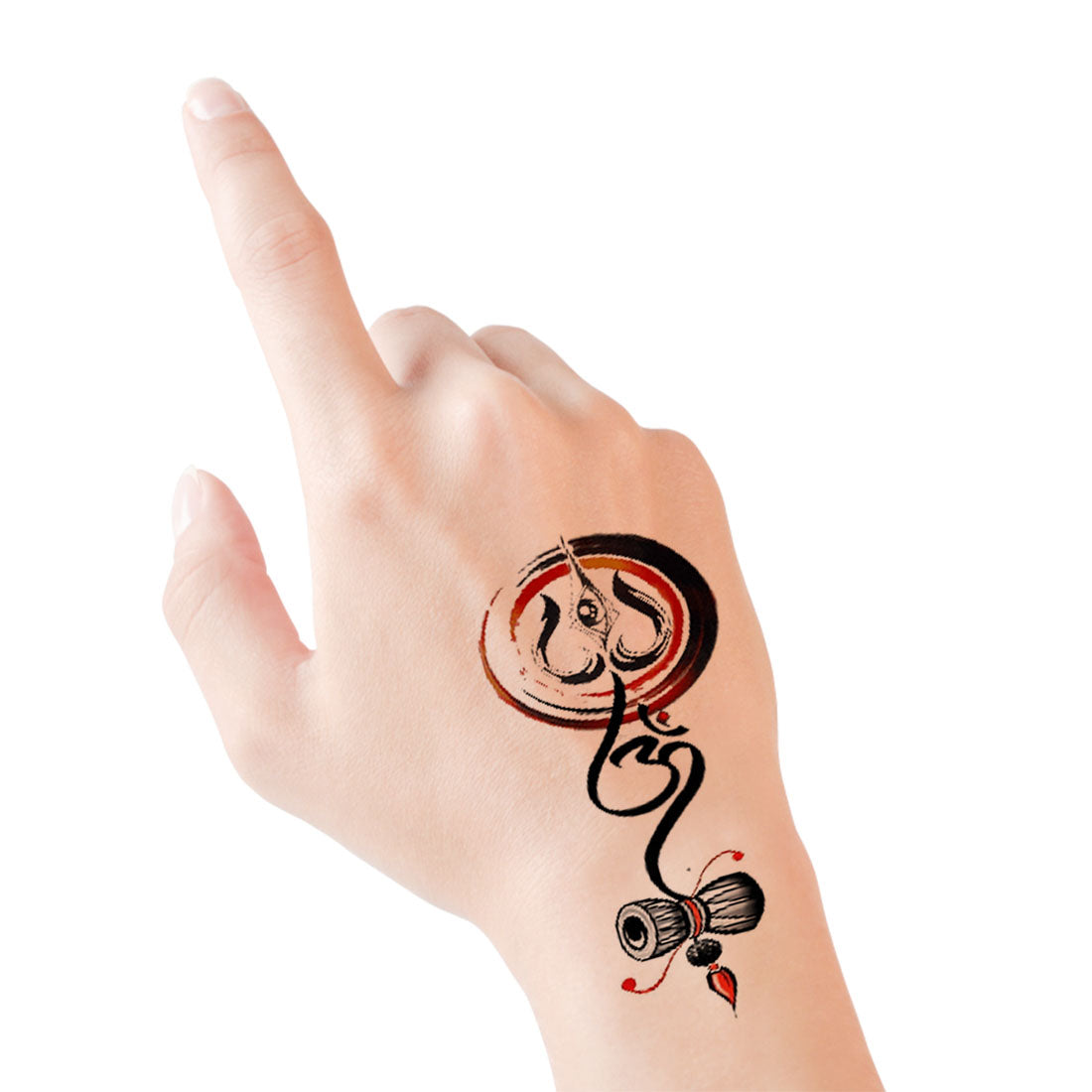 Temporary Tattoowala Om with Trishul Shiv Tattoo on Hand Waterproof Temporary Body Tattoo