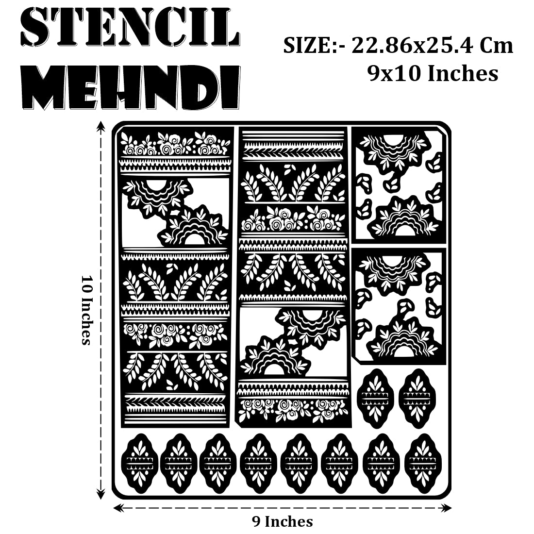 Leaf And Floral Mehndi Stencil Sticker With Traditional Patterns Bridal Designs