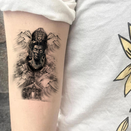 Temporary Tattoowala Kedarnath with Shiva Tattoo on Hand Waterproof Temporary Body Tattoo