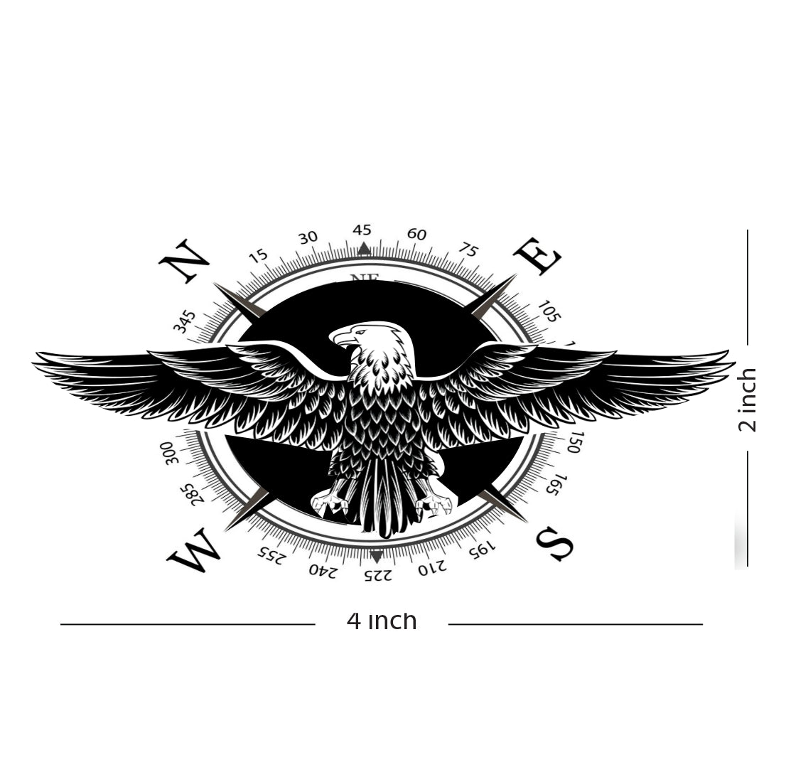 New Compass With Eagle Temporary Body Tattoo For Men and Woman