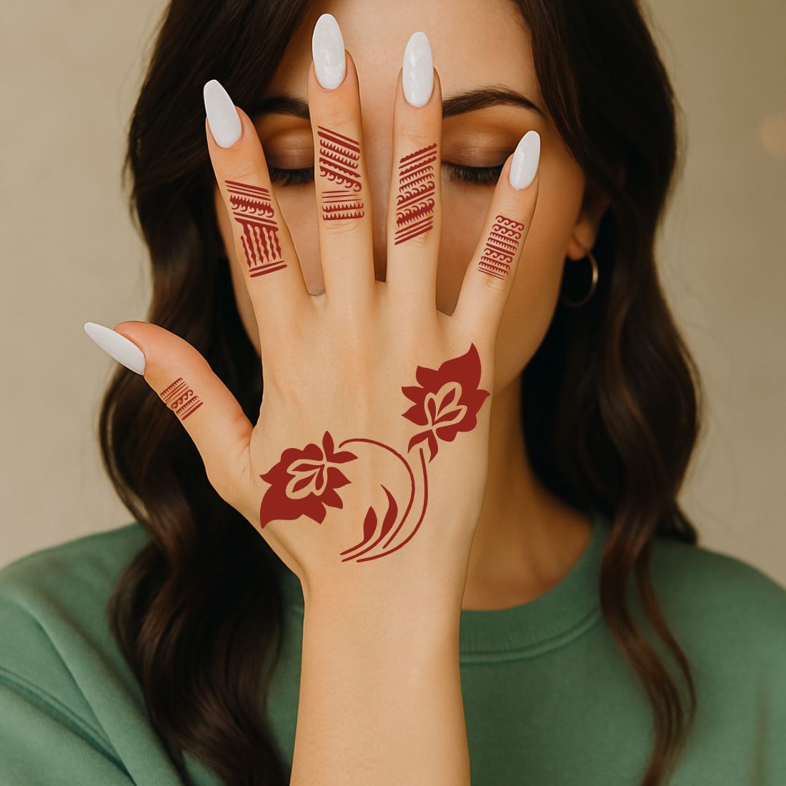 Beautiful Flower & Leaf Mehndi Stencil Detailed Paisley-Inspired Patterns