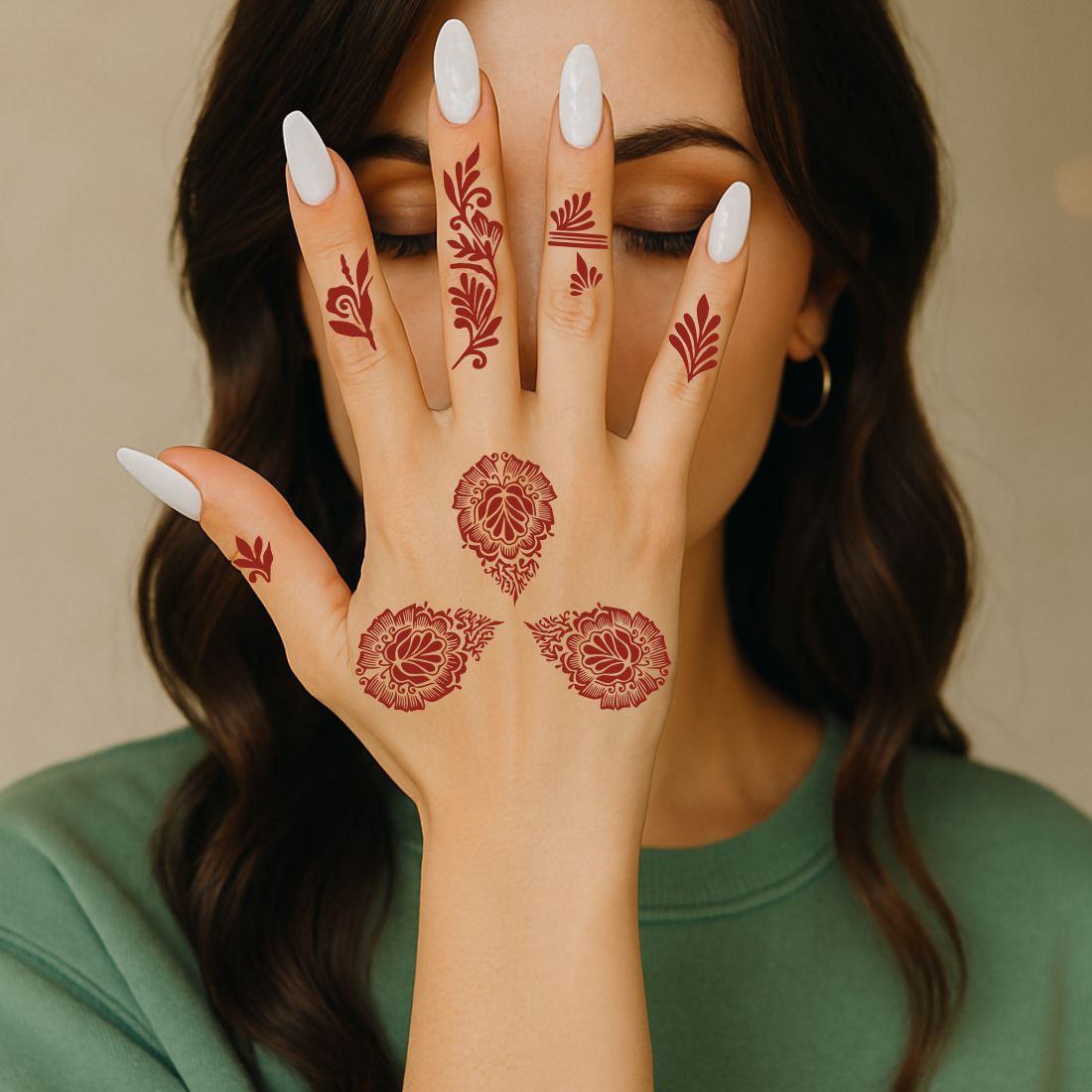 Artistic Leaf & Flower Mehndi Stencil Ideal For Traditional & Modern Designs