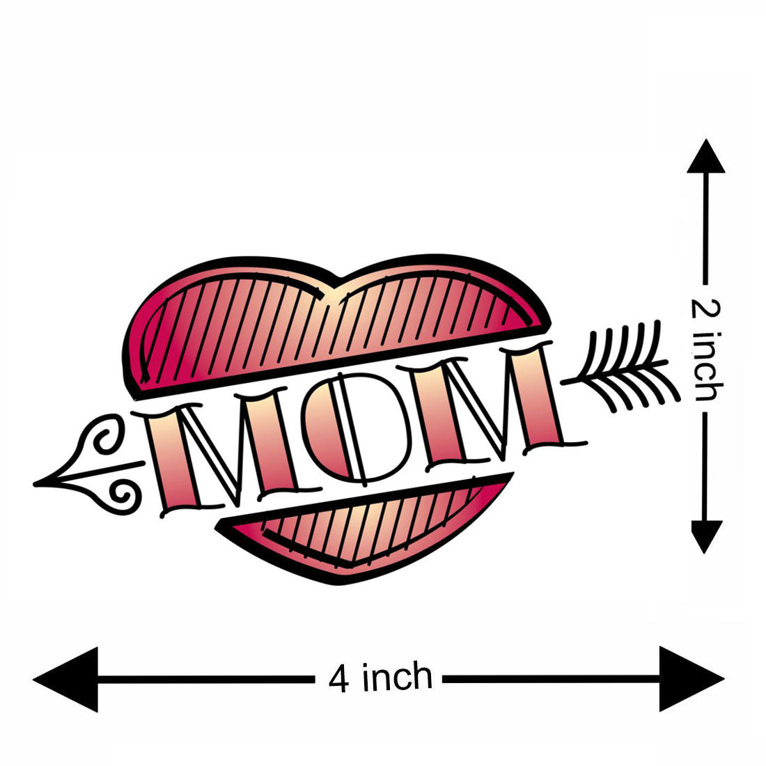 Temporary Tattoowala Mom Heart With Arrow Temporary Tattoo for Men and Women Waterproof Sticker