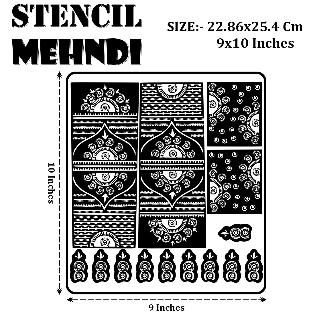 Traditional Spiral Mehndi Stencil Sticker With Unique Patterns For Hands And Fingers
