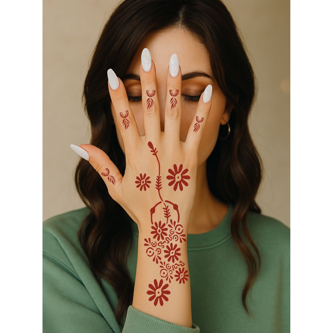 Beautiful Henna Design Mehndi Stencil Sticker for Bridal Looks Peel And Stick Stencil Mehndi Sticker For Women, Girls And Teen-age