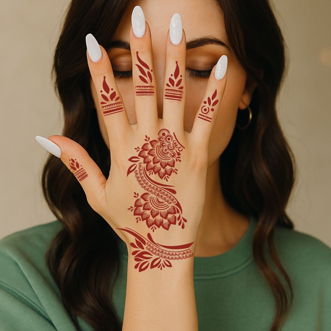 Graceful Leaf & Petal Mehndi Stencil For Weddings, Festivals & Special Events