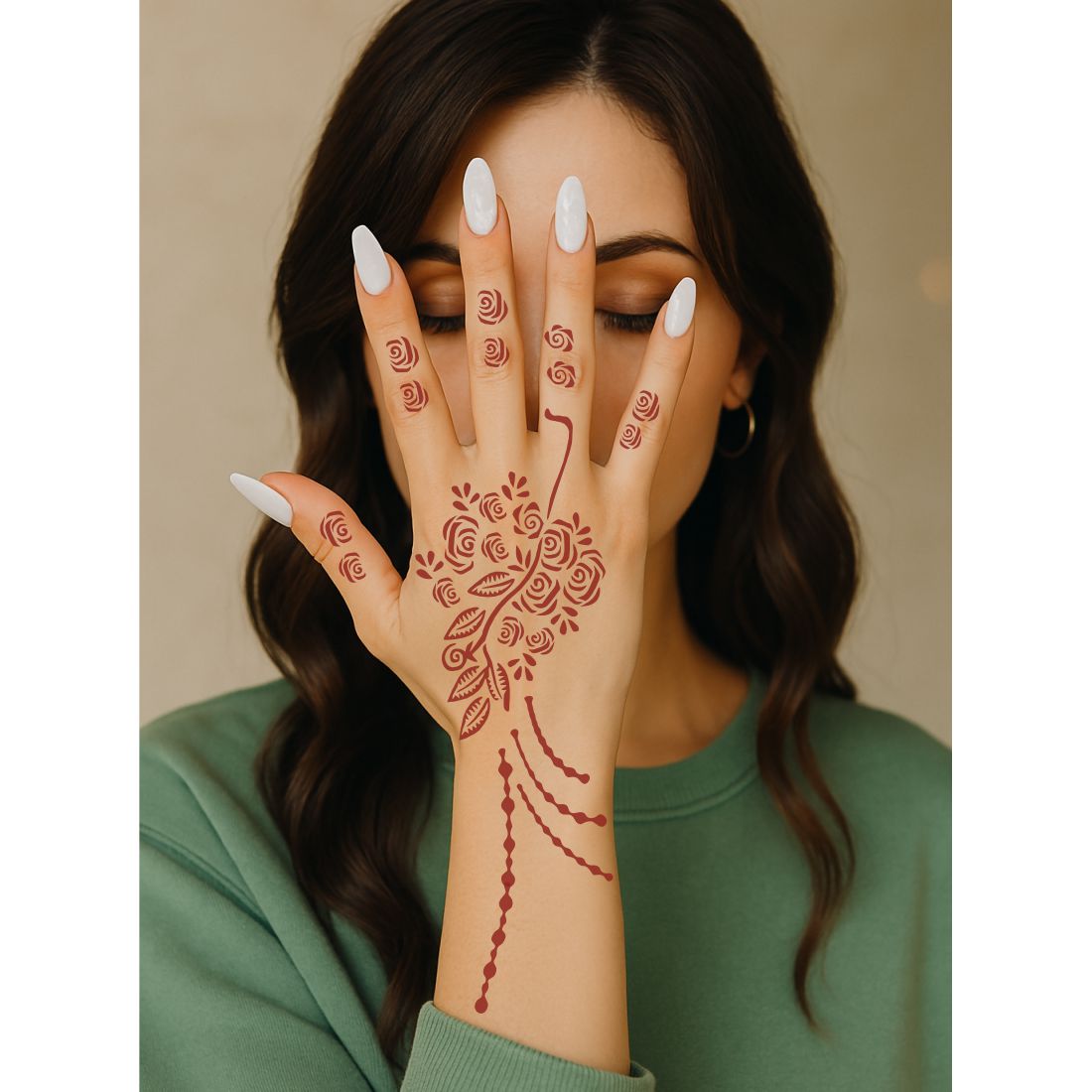 Creative Art Mehndi Stencil Sticker Set for Girls and Teens Peel And Stick Stencil Mehndi Sticker For Women, Girls And Teen-age