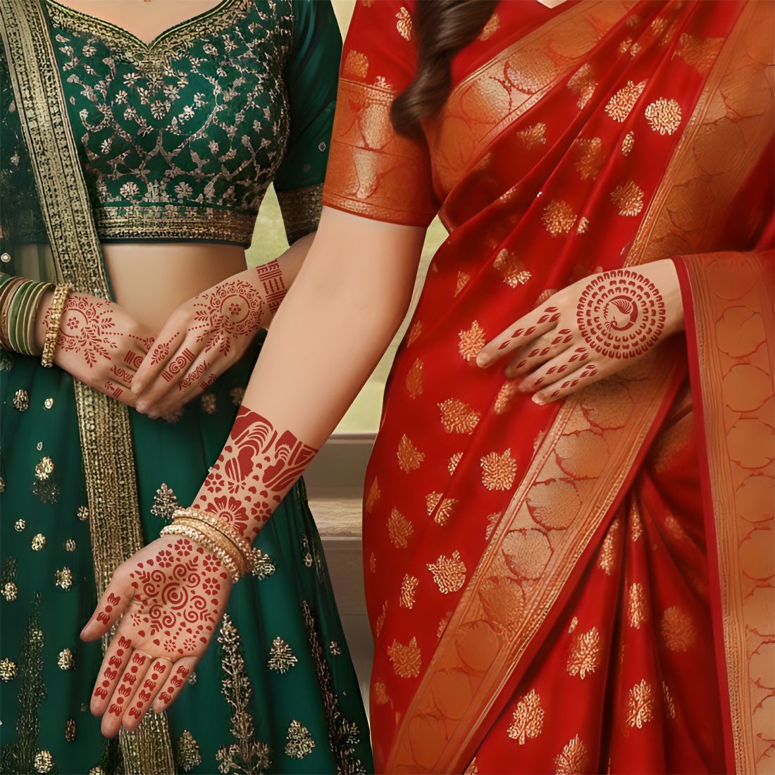 Royal Bridal Mehndi Stencil Sticker Featuring And Diamond Functions Easy To Use With Instant Beautiful Design