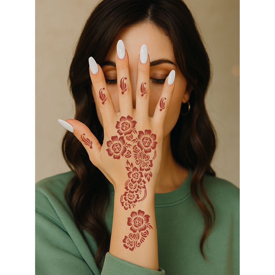 Mehndi Stencil Sticker Set for Stylish and Trendy Hand Art Peel And Stick Stencil Mehndi Sticker For Women, Girls And Teen-age