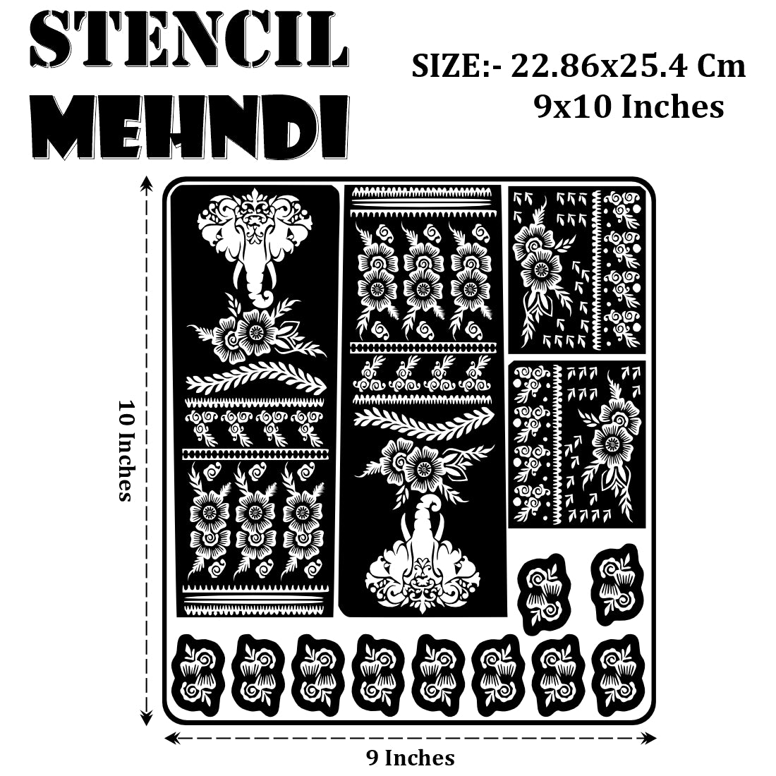 Bride Trending Design And Flower Mehndi Stencil Sticker With Traditional & Full Hand With Easy Apply