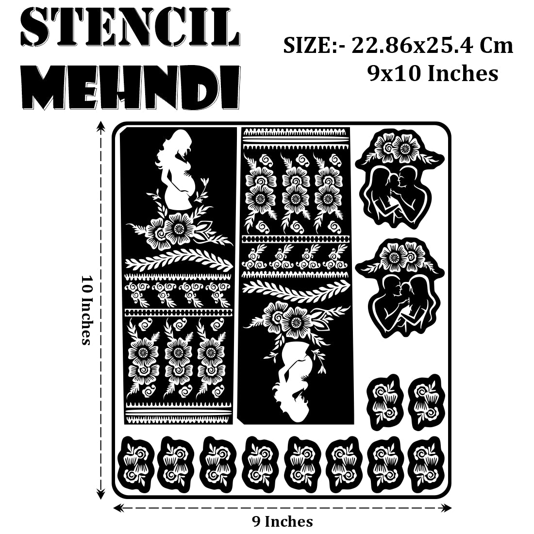 Baby Shower Special Mehndi Stencil With Elegant Floral And Traditional Designs