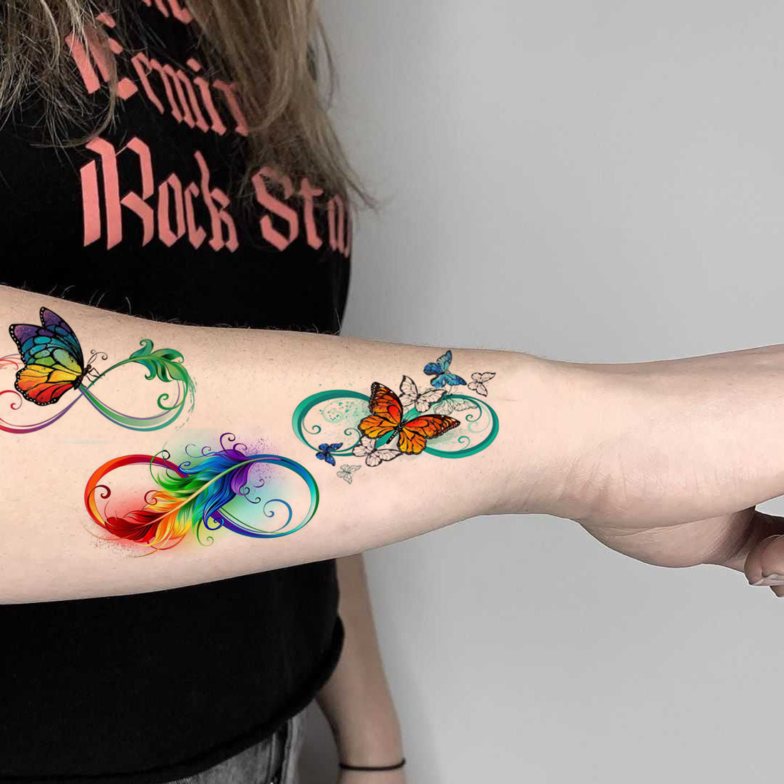 Temporary Tattoowala Butterfly With Colourful Infinity Temporary Tattoo for Men and Women Waterproof Sticker