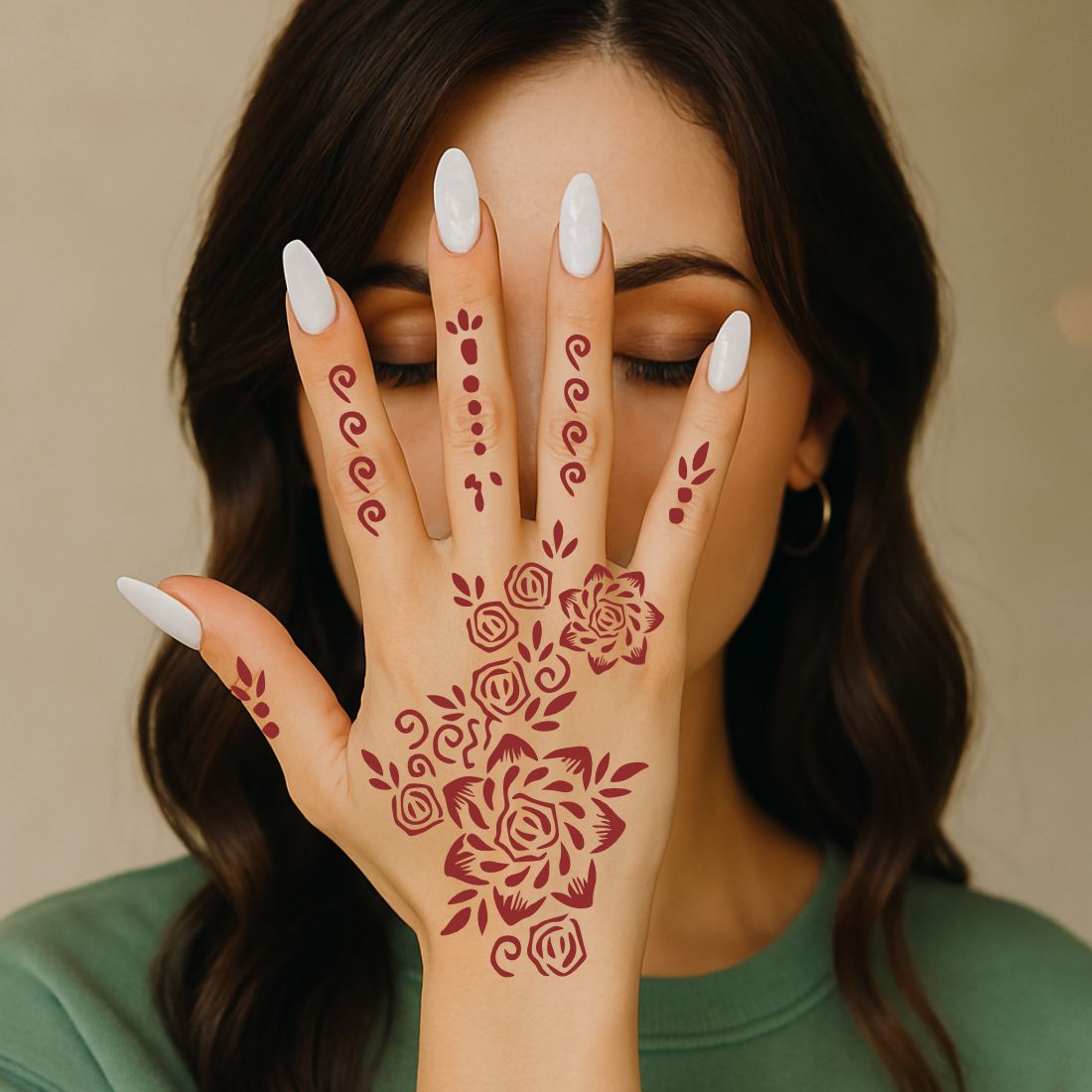 Elegant Curves Mehndi Feminine Floral Mehndi  Easy to Apply & Perfect for All Occasions