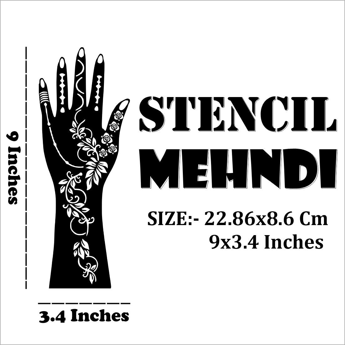 Charming Mehndi Stencil Sticker for Decorating Hands on Festivals Peel And Stick Stencil Mehndi Sticker For Women, Girls And Teen-age