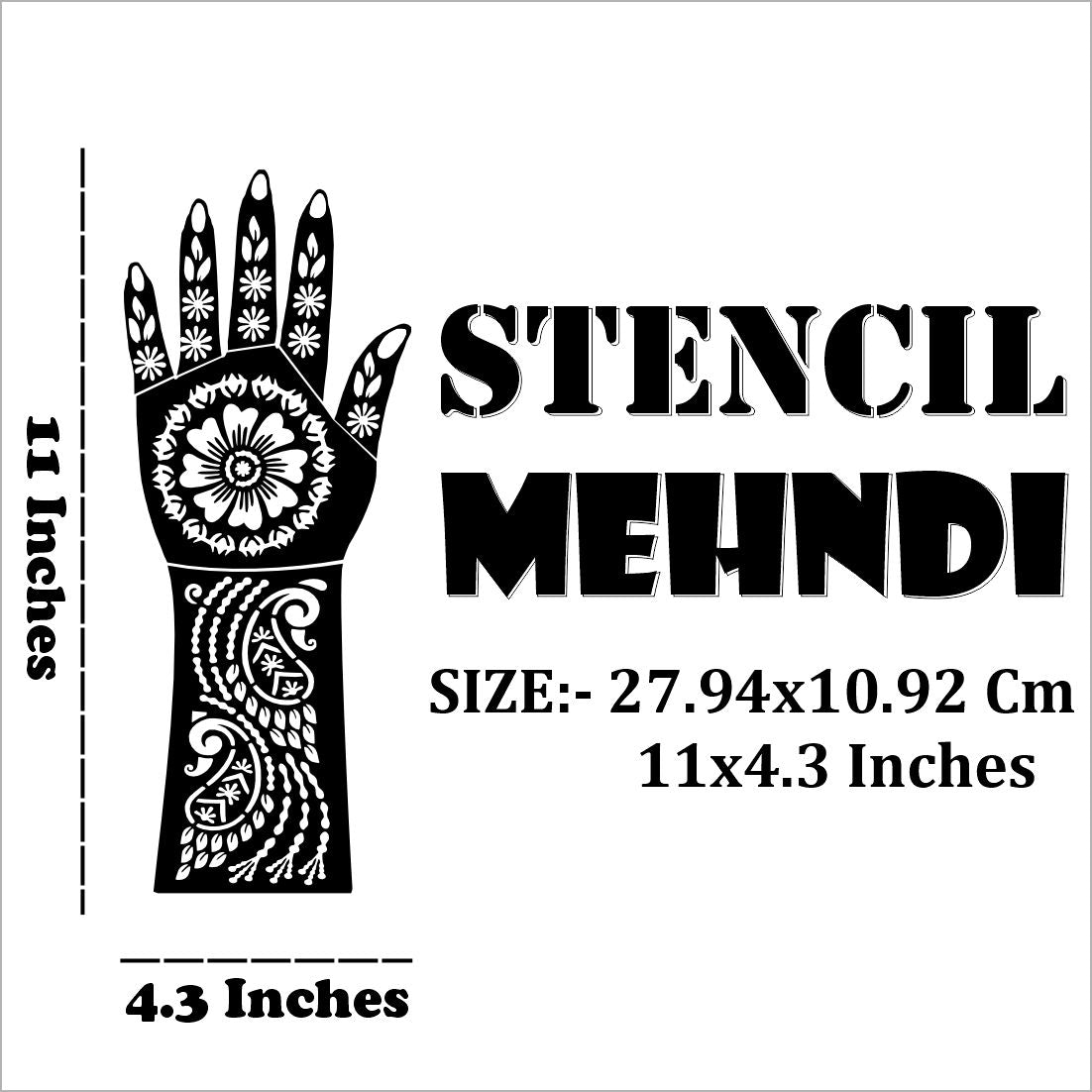 Full Back Hand Bridal Mehndi Stencil Sticker For Brides And Bridesmaids Easy To Use With Instant Beautiful Design