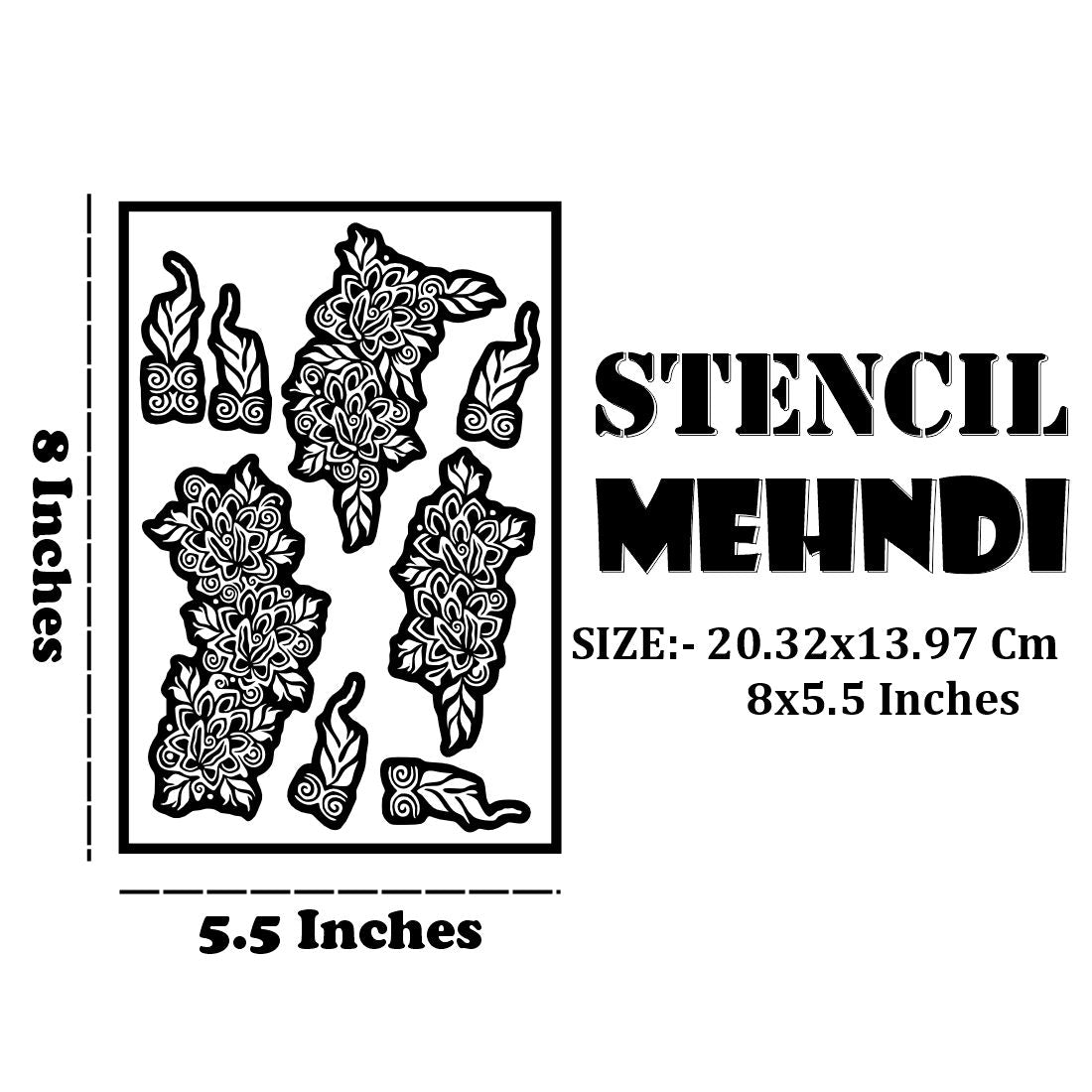 Stylish Mehndi Stencil With Leaf Shapes And Detailed Henna Art Patterns