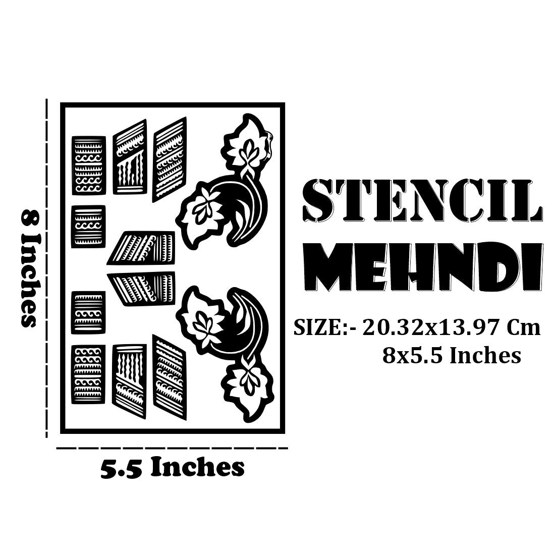 Beautiful Flower & Leaf Mehndi Stencil Detailed Paisley-Inspired Patterns