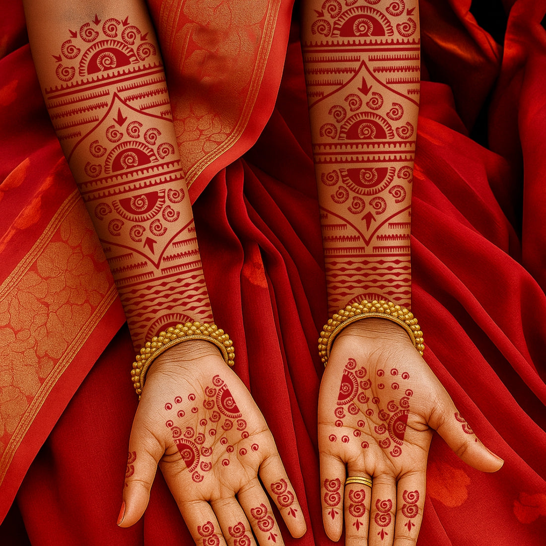 Traditional Spiral Mehndi Stencil Sticker With Unique Patterns For Hands And Fingers