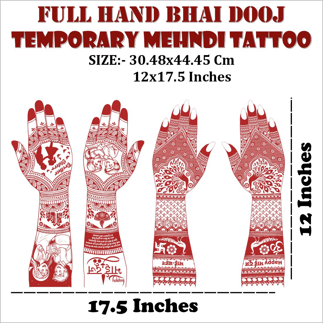 Bhai Dooj Mehndi Tattoo Design for Hands Traditional Brother-Sister Festival Henna Art Beautiful Bhai Behan Mehndi tattoo Design for