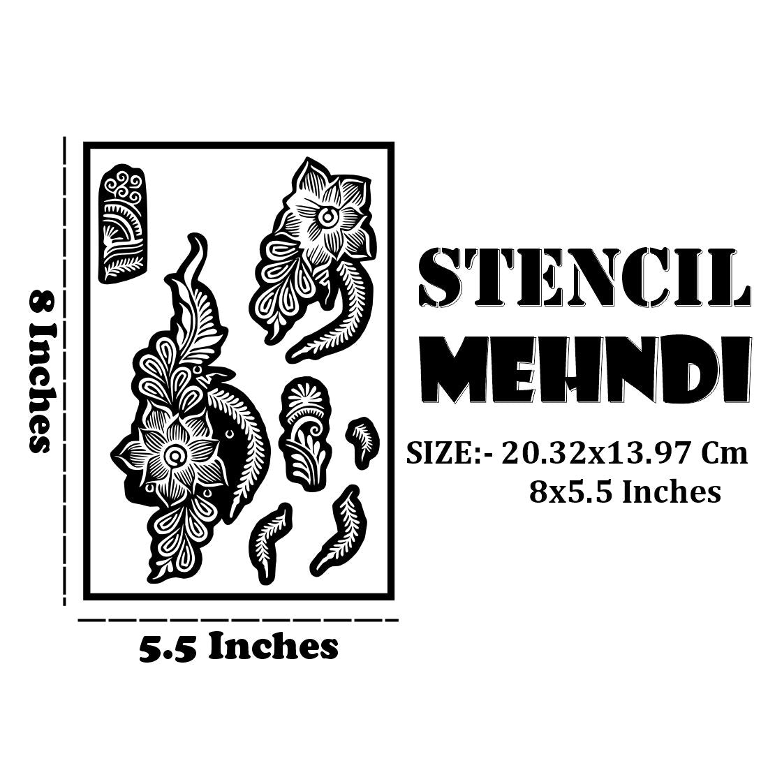 Stylish Flower & Leaf Mehndi Stencil For Creative Hand Patterns