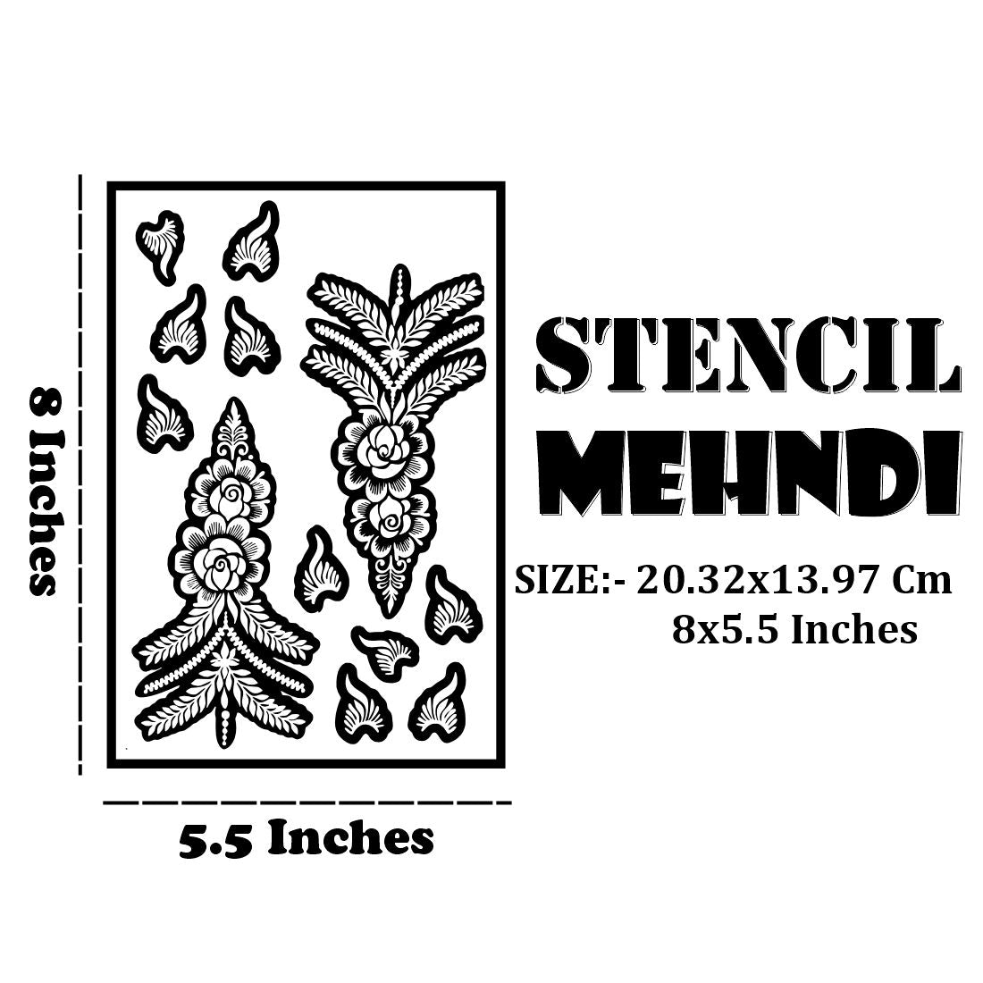 Stylish Rose & Leaf Mehndi Stencil For Weddings, Festivals, & Special Occasions