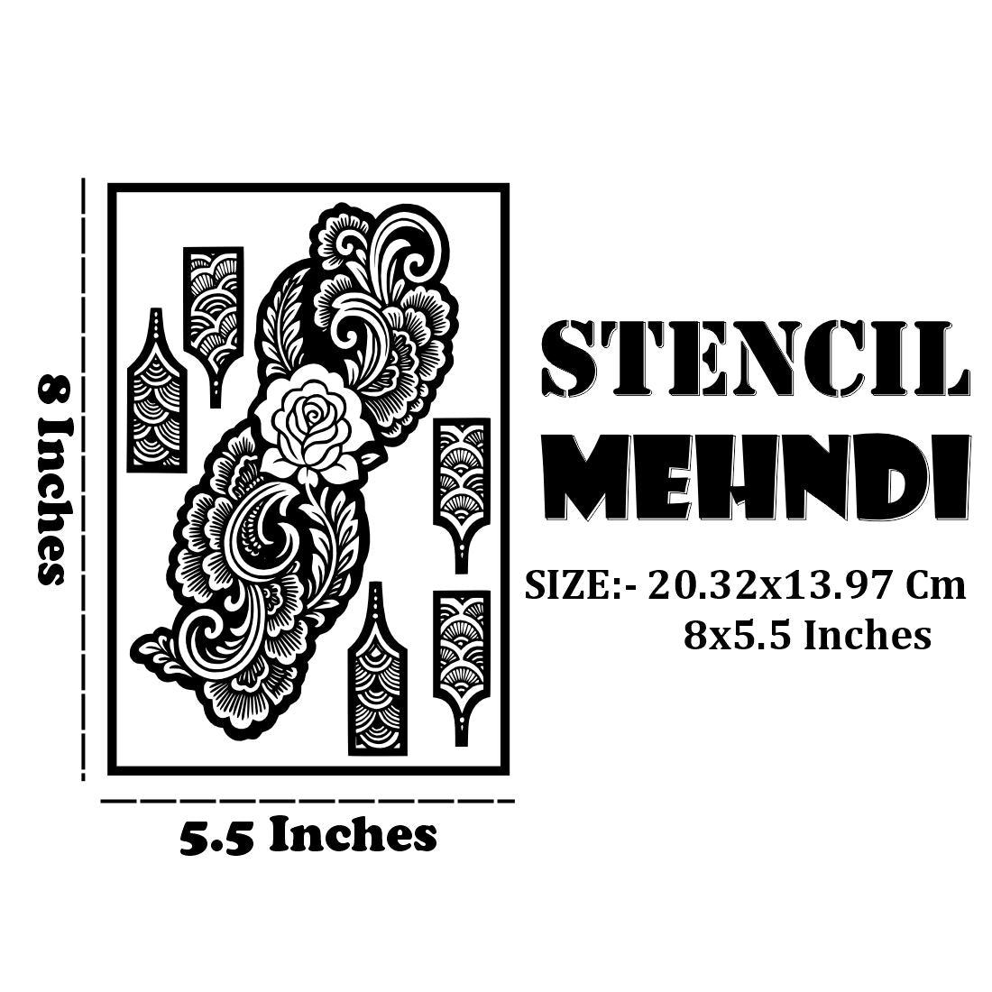 Beautiful Floral Mehndi Stencil Roses, Leaves, And Intricate Finger Motifs