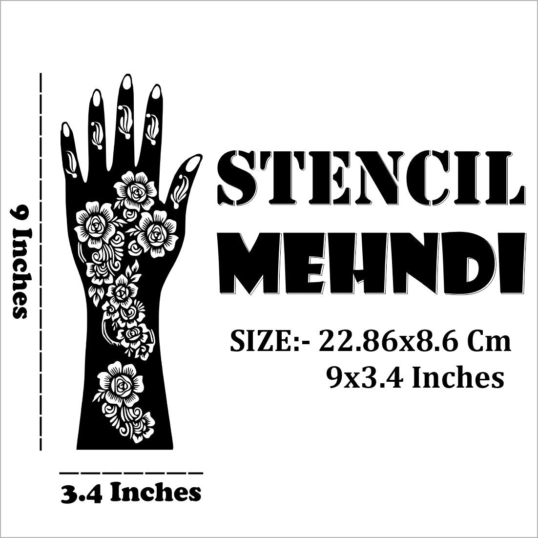 Mehndi Stencil Sticker Set for Stylish and Trendy Hand Art Peel And Stick Stencil Mehndi Sticker For Women, Girls And Teen-age