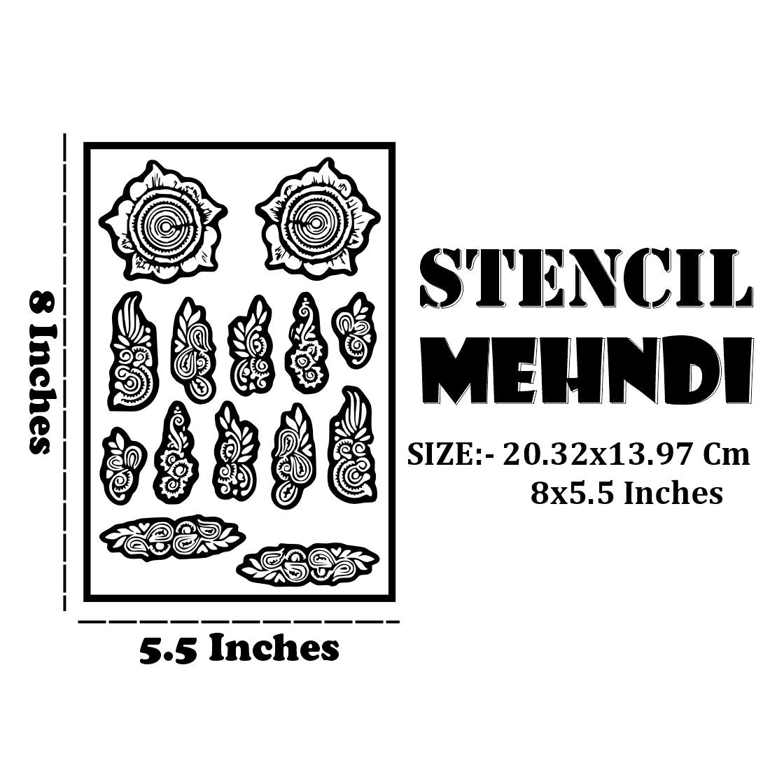 Beautiful Circular & Henna Stencil Featuring Detailed Floral And Leaf Patterns