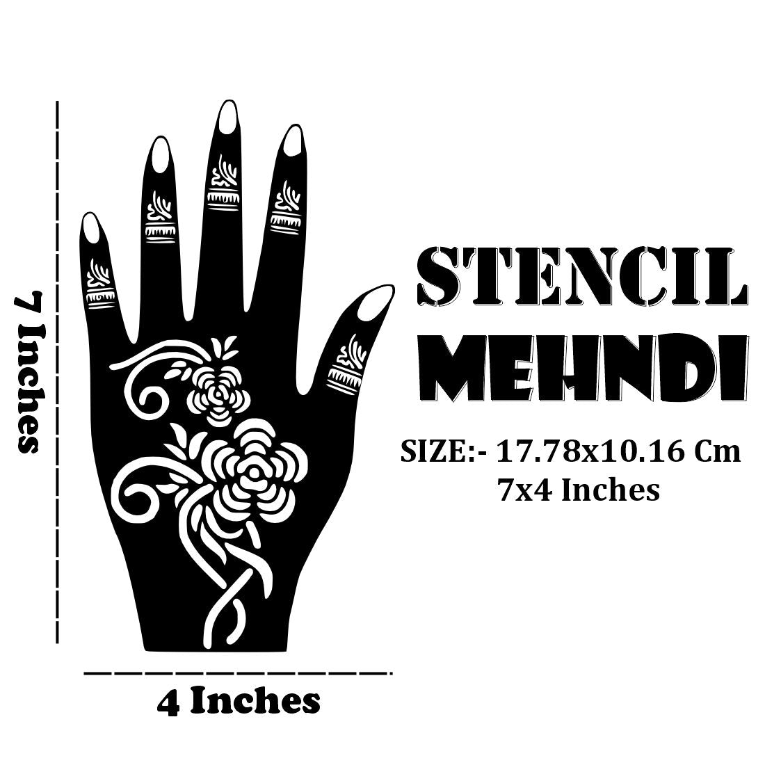 Stylish Flower With Patterns Stencil Mehndi Sticker One Set For Each Hand | Easy to Apply & Perfect for All Occasions