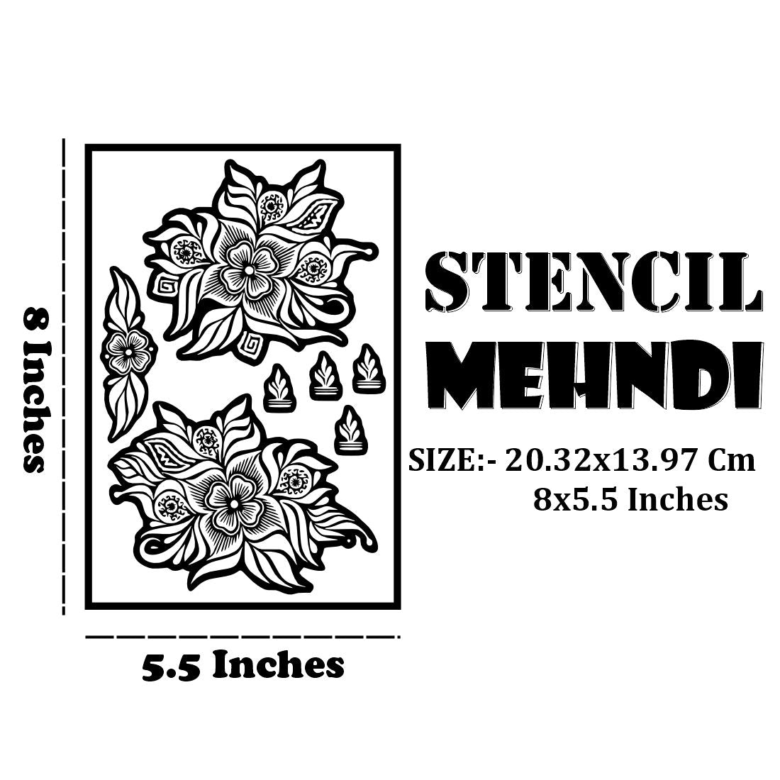 Elegant Rose & Leaf Mehndi Stencil Sticker With Detailed Finger Pattern Designs