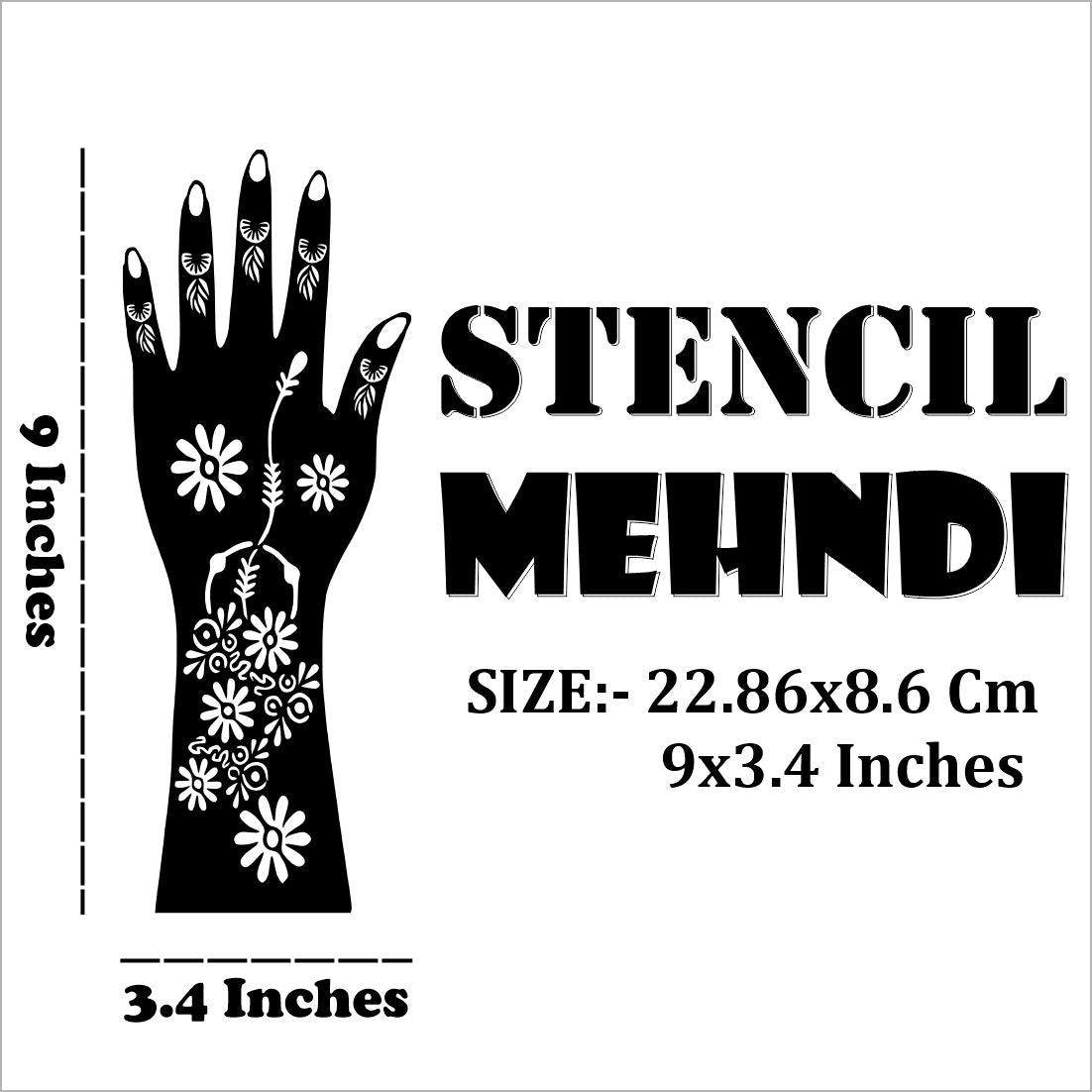 Beautiful Henna Design Mehndi Stencil Sticker for Bridal Looks Peel And Stick Stencil Mehndi Sticker For Women, Girls And Teen-age